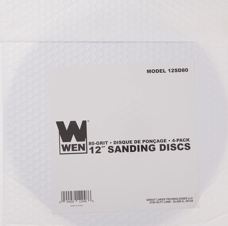 WEN 12SD80 12-Inch 80-Grit Adhesive-Backed Disc Sandpaper, 4-Pack - Image 4
